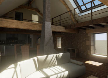 Visite virtuelle interactive de l’intérieur d’une maison individuelle.